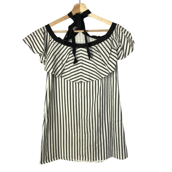 Alice + Olivia Alexis Black & White Stripe Halter Mini Dress XS - Picture 5 of 6